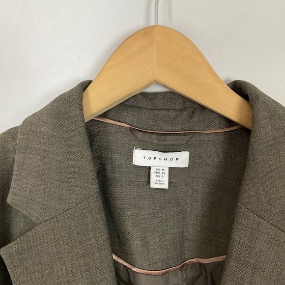 New TOPSHOP Size 8 Brown OVERSIZED BLAZER Jacket Menswear Women's - Picture 3 of 3